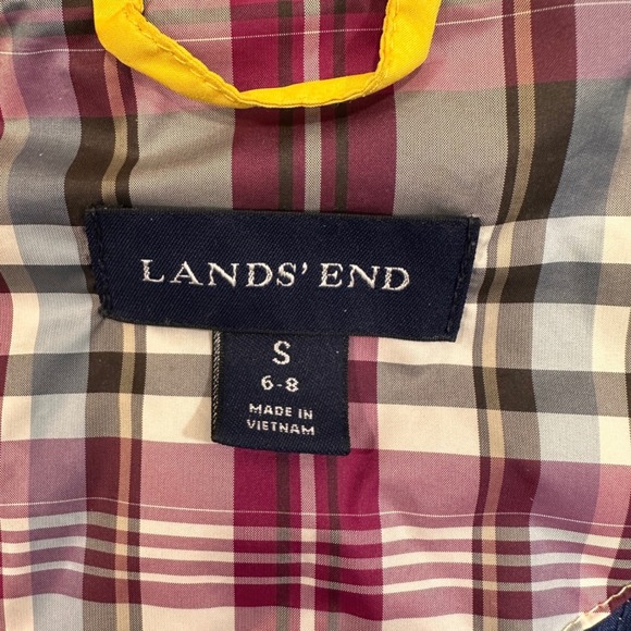 Lands' End Quilted Barn Jacket Women Size S 6-8 Yellow Plaid Lined | Preppy - Picture 6 of 9